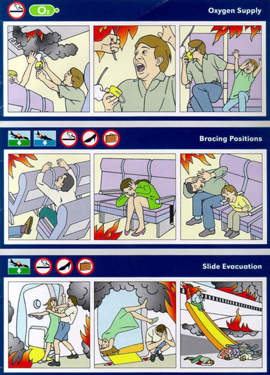 realistic airplane escape instructions