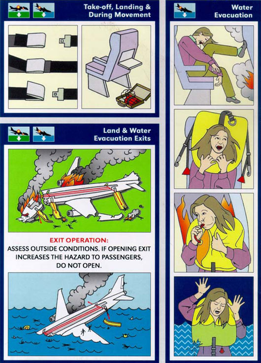 realistic airplane escape instructions