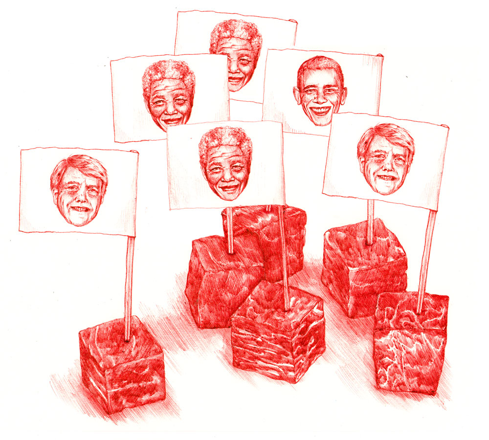 Celebrity cubes concept dish from the in vitro meat cookbook