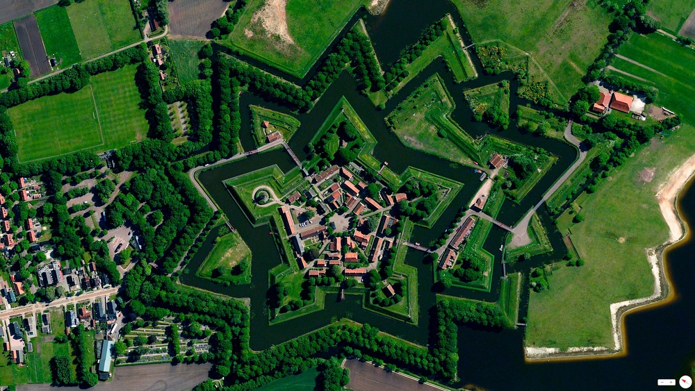 The star fort of Bourtange, a village in the Netherlands
