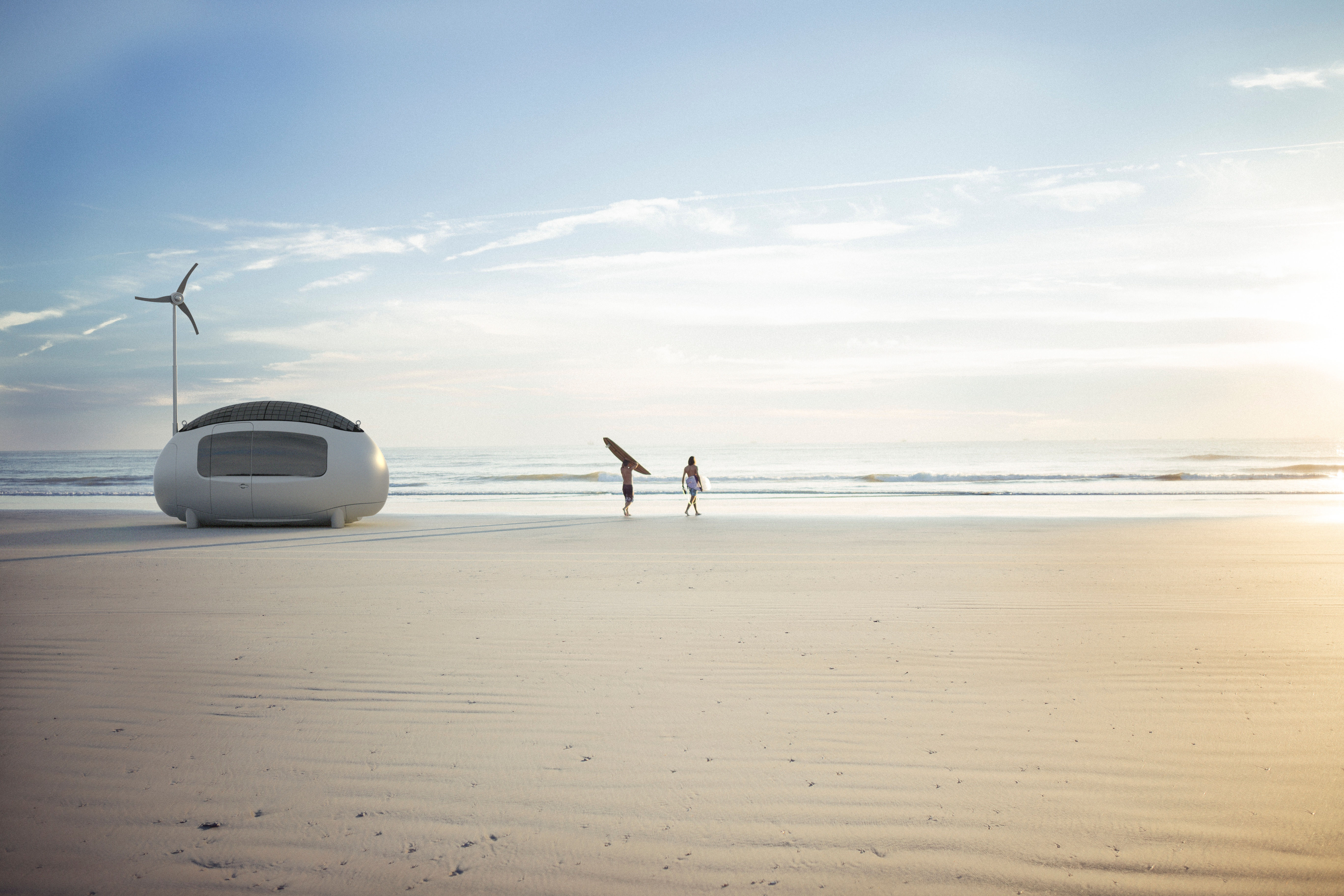 Ecocapsule owners on their way to surf.