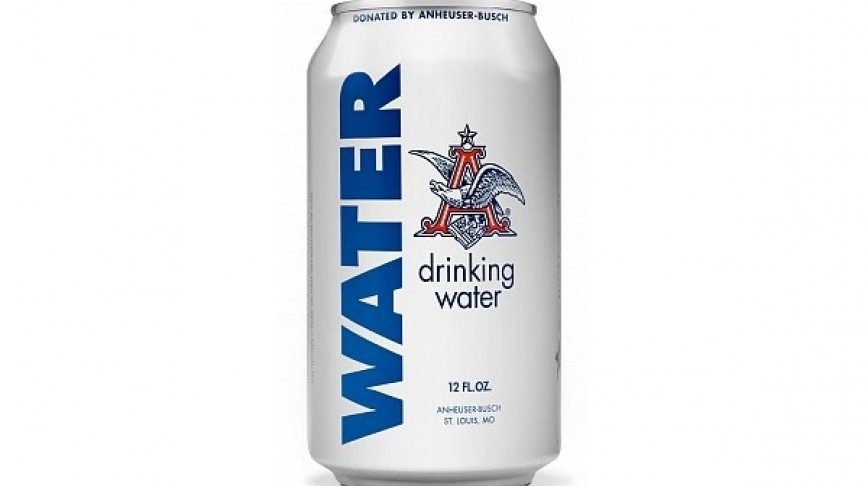 Visual of Budweiser Cans Water for Storm Victims