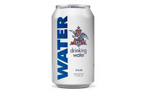 Visual of Budweiser Cans Water for Storm Victims