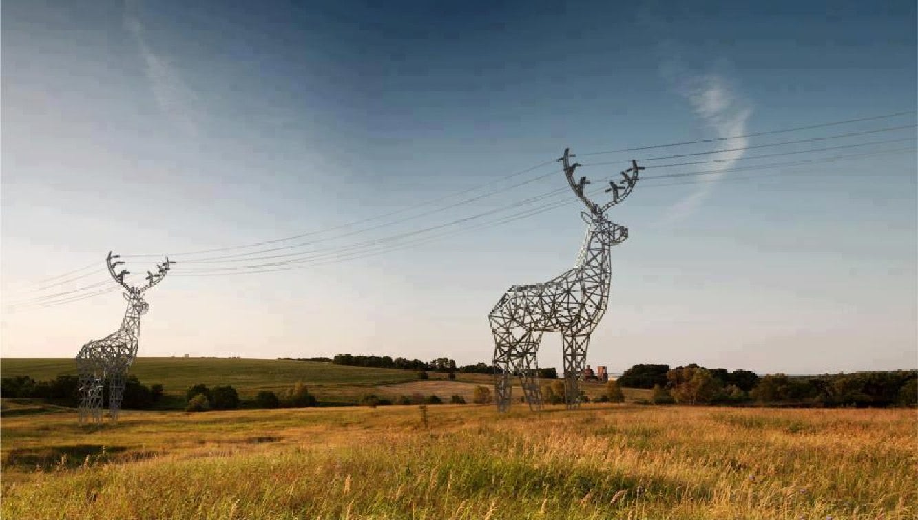 Visual of Herds of Deer-Shaped Power Lines