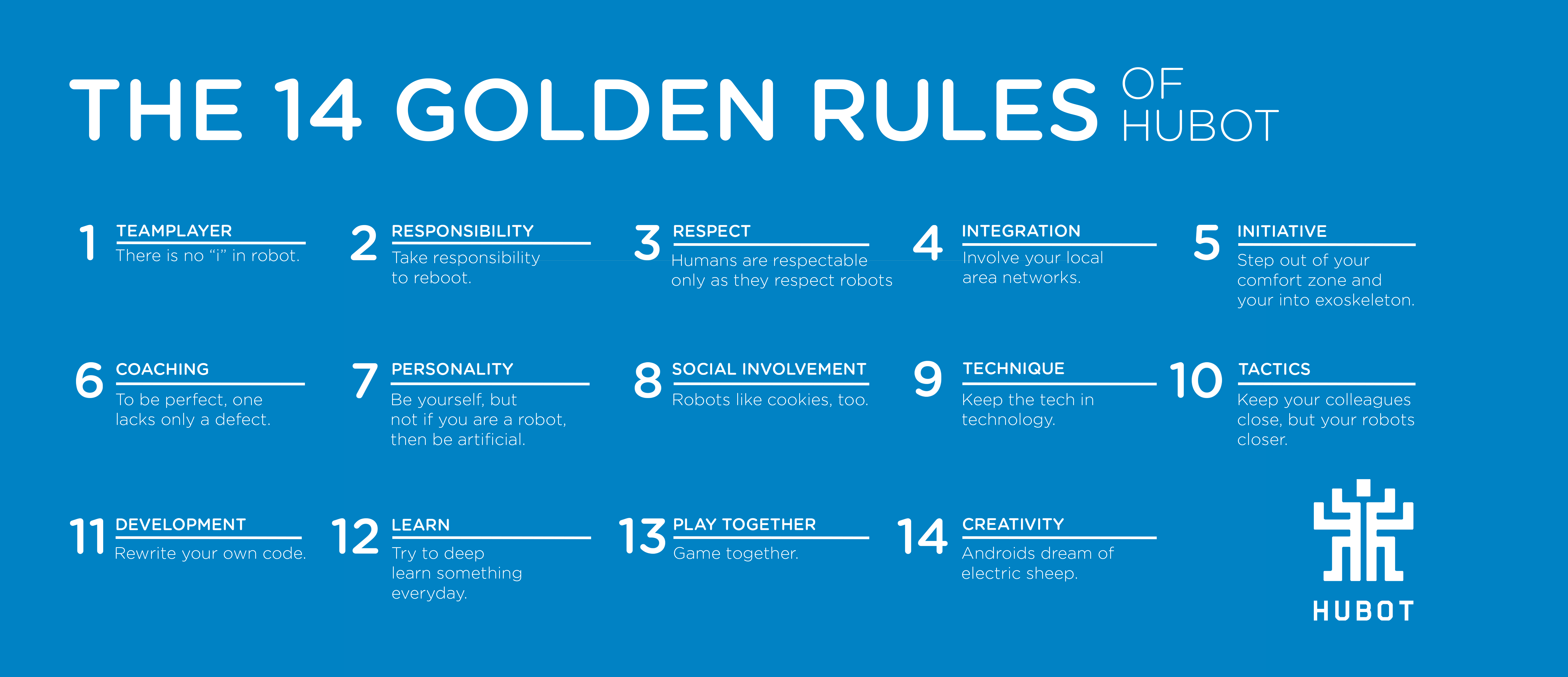 Visual of Our 14 Golden Rules of working with a robot